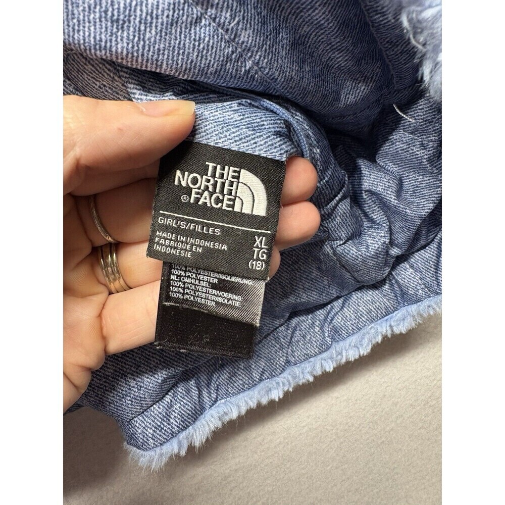 The North Face Jacket Girls XL 18 Blue Reversible Mossbud Swirl Fleece - Picture 7 of 8